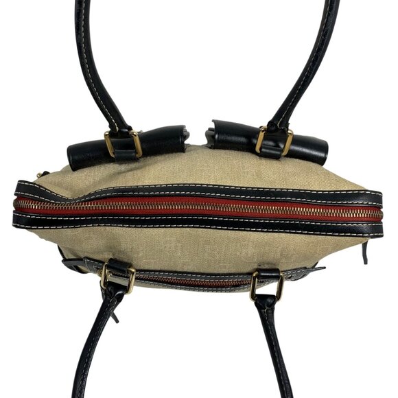 DOONEY BOURKE Monogram Logo Canvas Leather Shoulder Bag Satchel Double Pockets - Picture 9 of 16